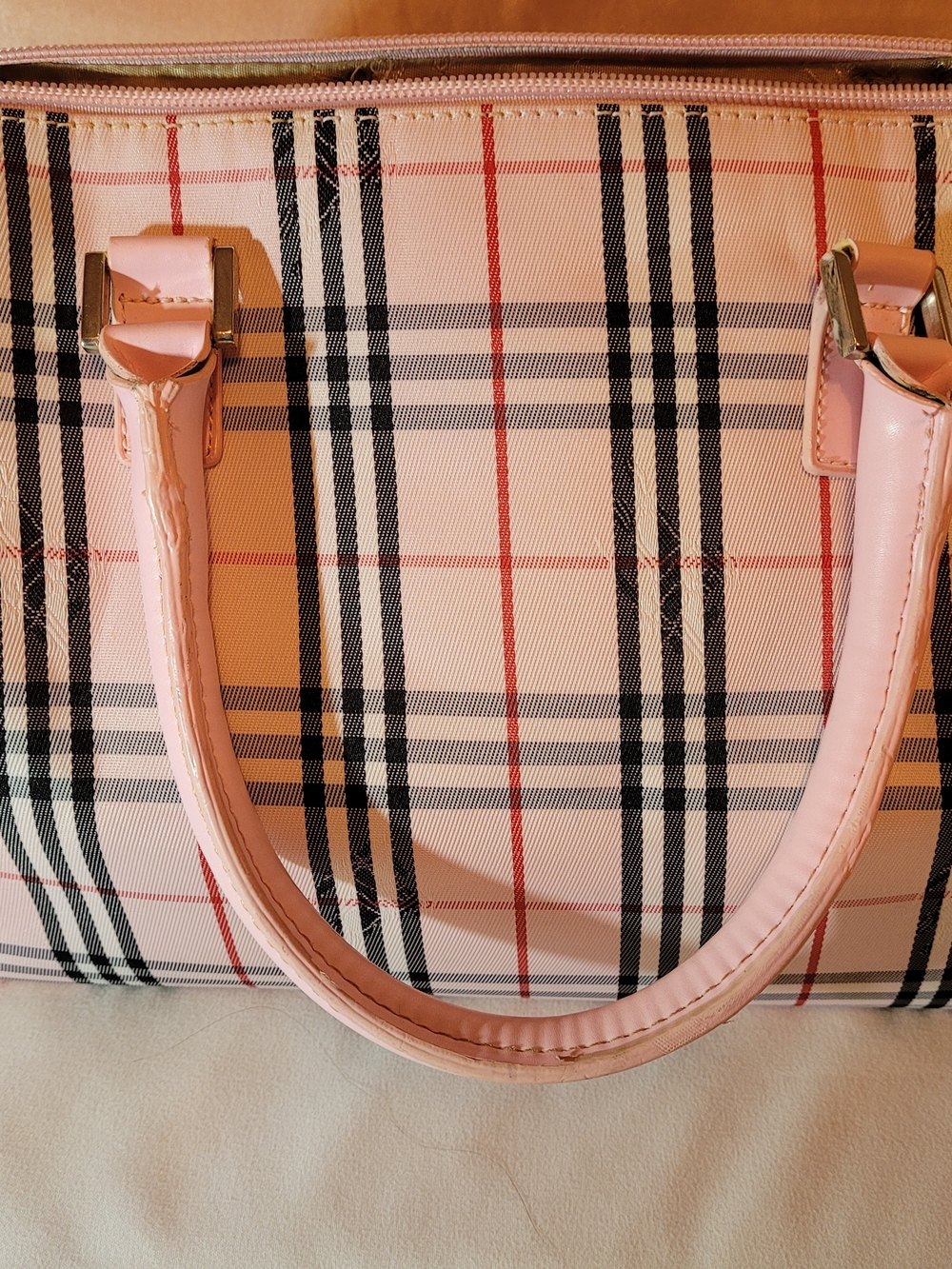 Vintage Burberrys of London Nova Check Canvas Pink Trim Purse Authentic - Picture 2 of 13